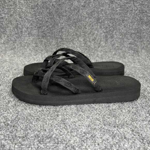Teva Olowahu Flip-Flop Sandals Women's 8 Black Athletic Beach Recovery Toe Post - Picture 4 of 12
